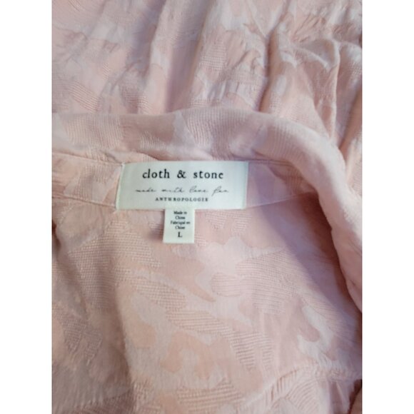 Anthropologie Cloth & Stone Women Joanie Tie-Front Button-Down Shirt Large Peach - Picture 3 of 8
